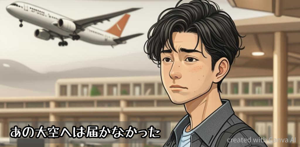 大空を夢見た自分が断念した切なさを表現した画像