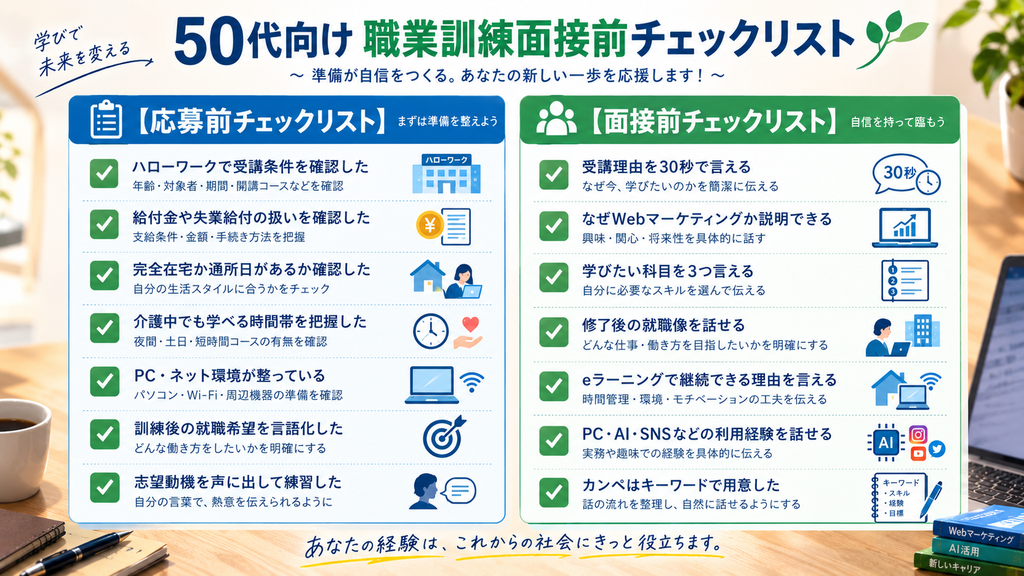 50代向け職業訓練面接前チェックリスト